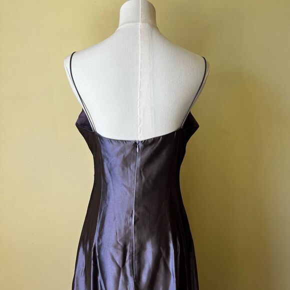 Vintage 90s Laundry by Shelli Segal Plum Satin Slip Gown Bias Cut Maxi Dress 8‎ - Picture 6 of 11